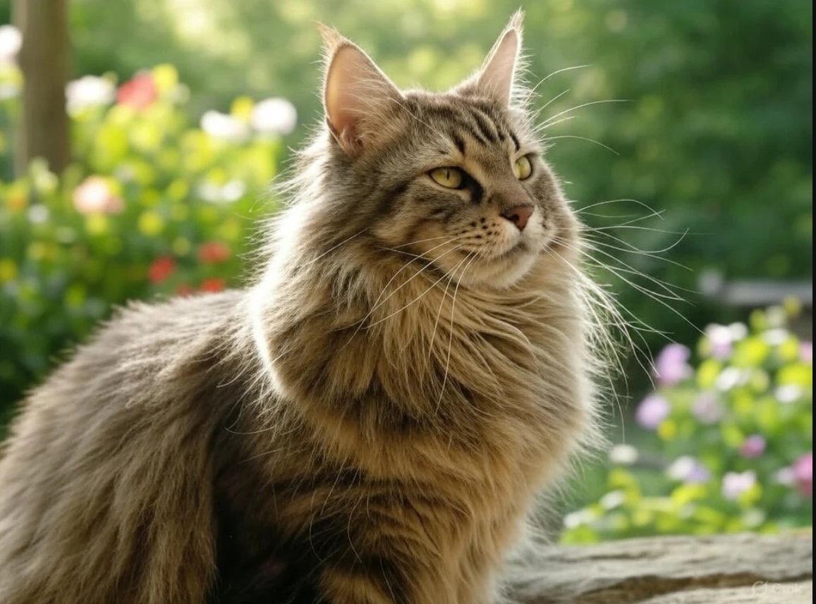 Maine Coon, a massive fluffy cat with tufted ears