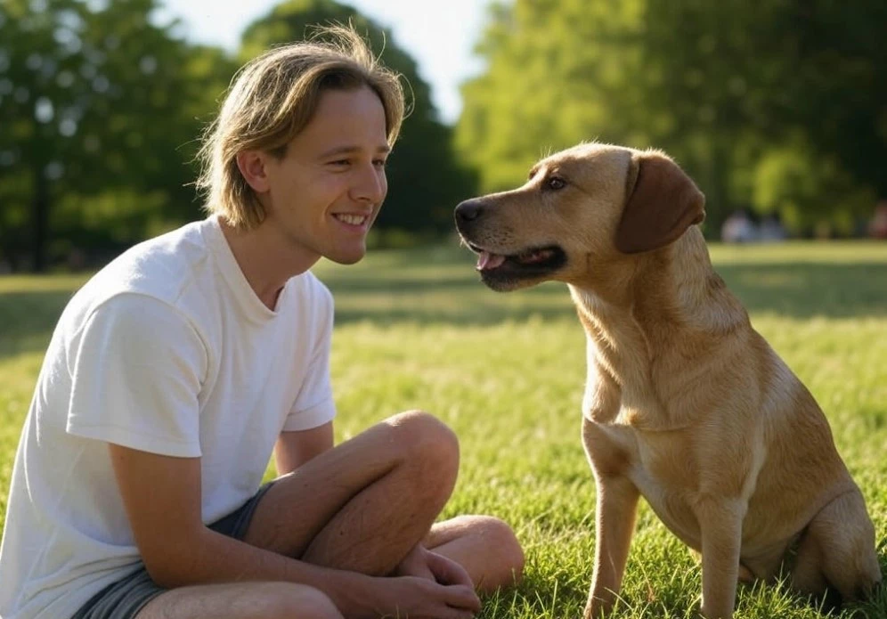 Dog tilting head, responding to owner’s mood
