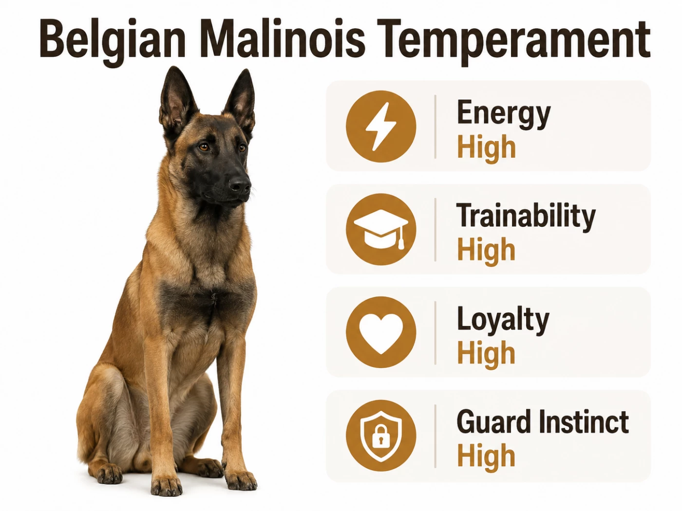 Belgian Malinois temperament traits infographic