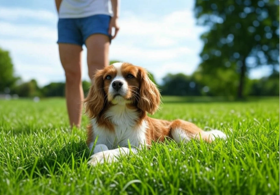 A well-trained dog responding to a command immediately
