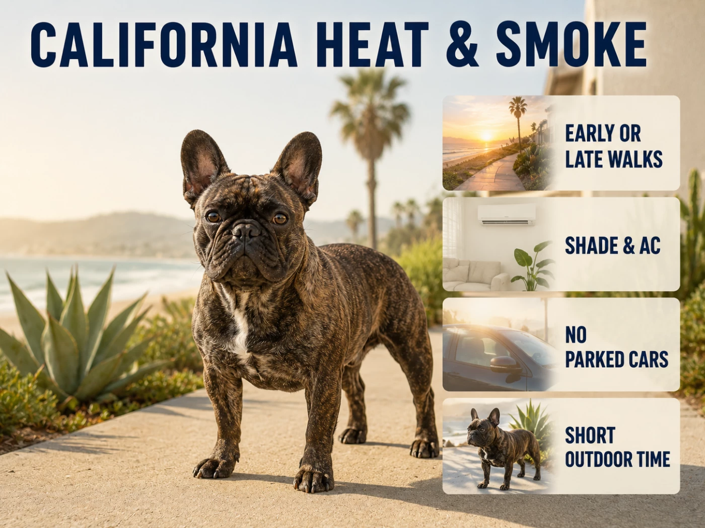 Brindle French Bulldog with California heat and smoke tips