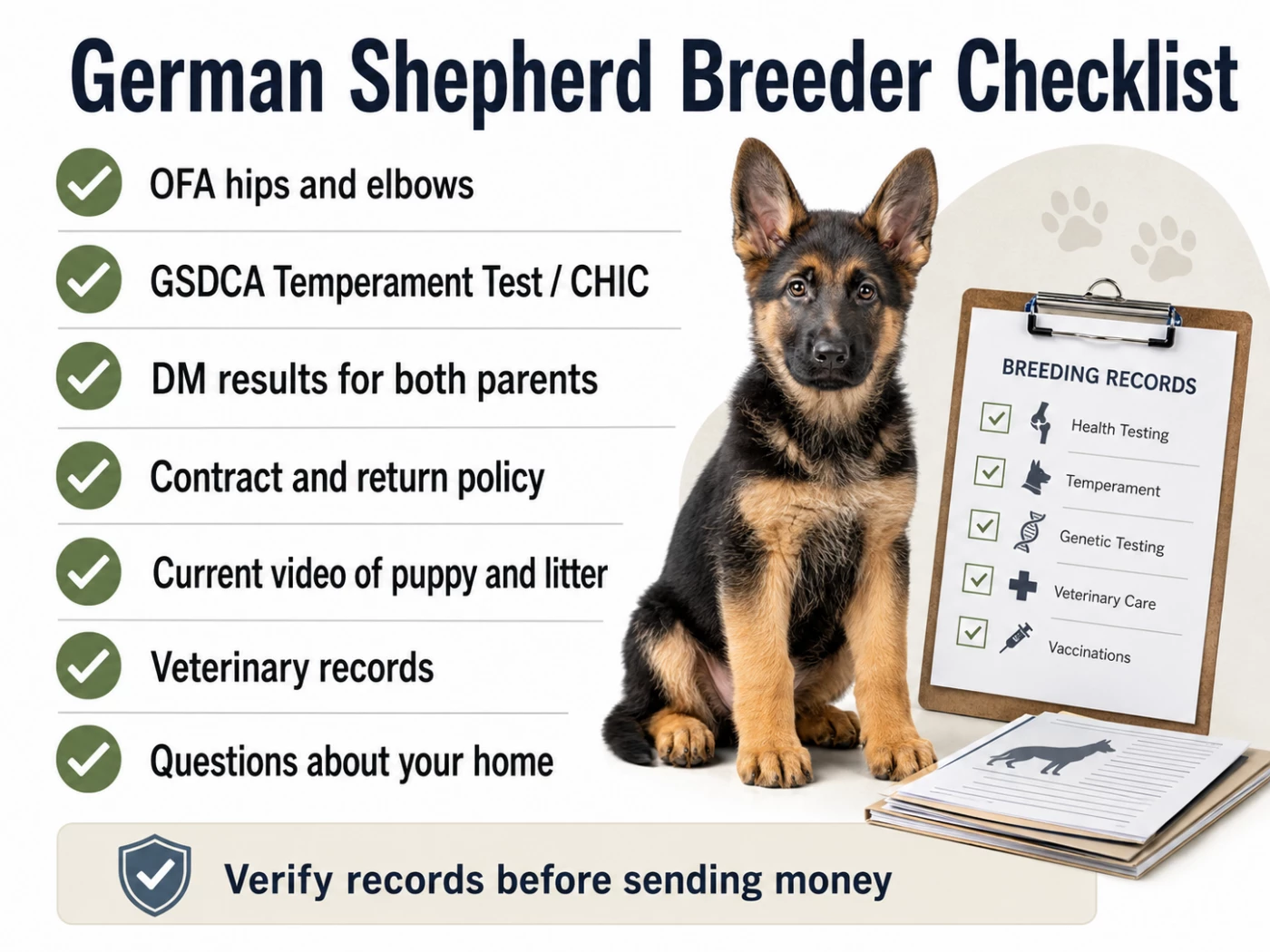 German Shepherd breeder health testing checklist