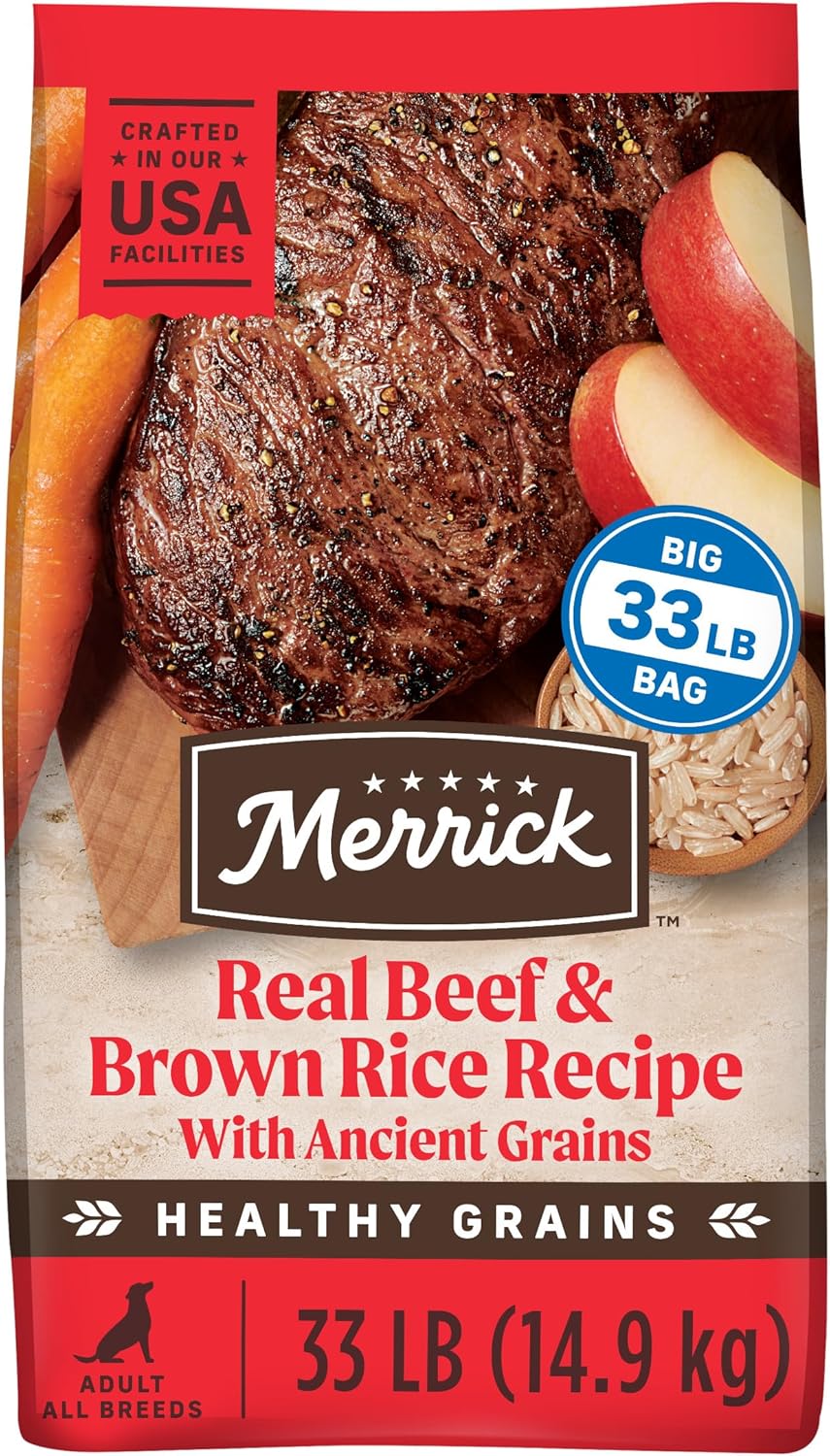 Merrick Healthy Grains Premium Adult Dry Dog Food, Wholesome and Natural Kibble with Beef and Brown Rice - 33.0 lb. Bag  puppies for sale