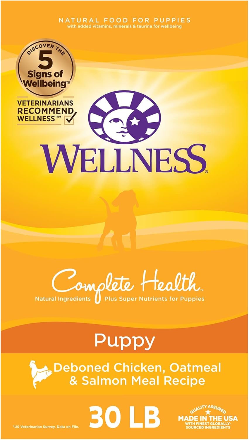 Wellness Complete Health Dry Puppy Food, Chicken, Salmon & Oatmeal, 30-Pound Bag  puppies for sale