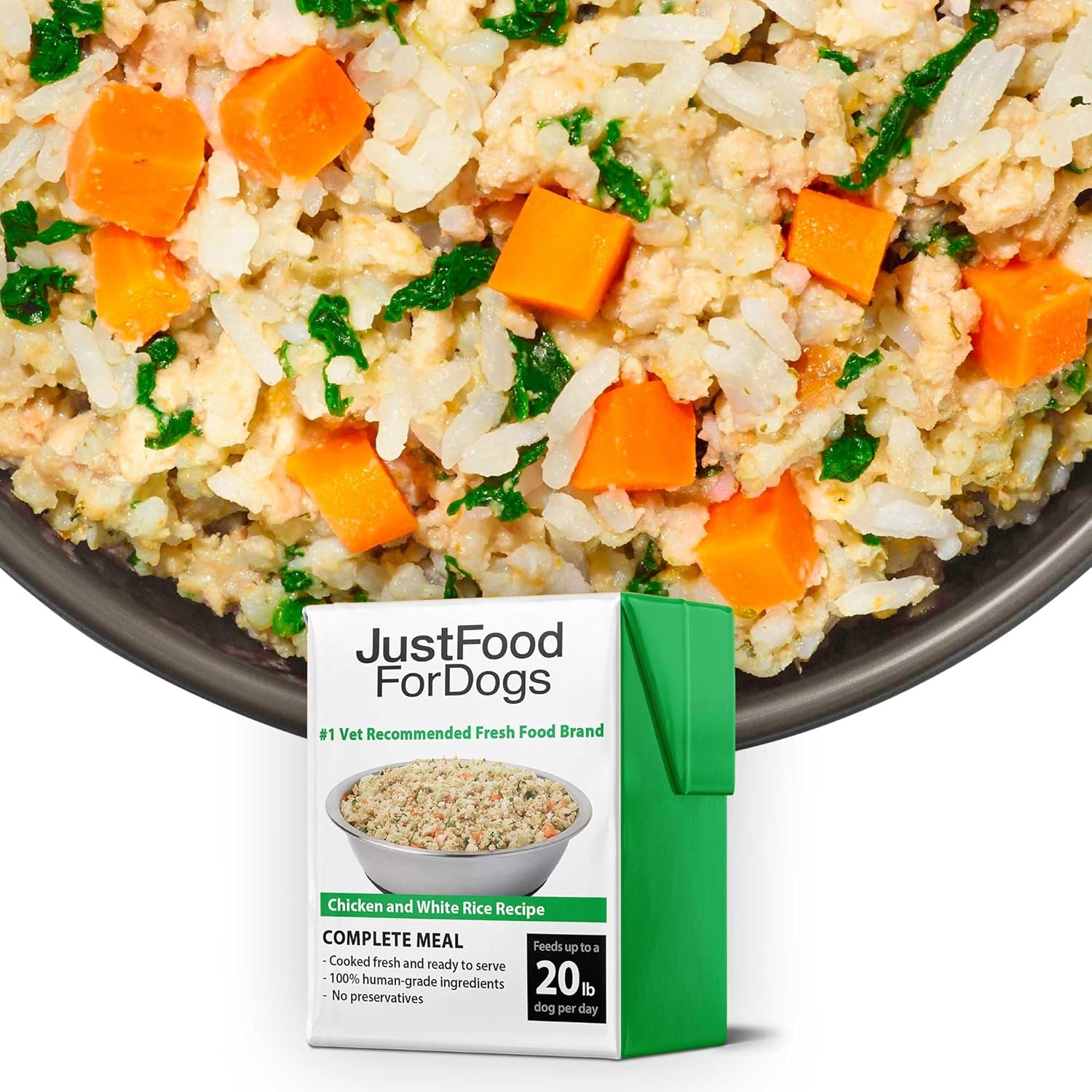 JustFoodForDogs Pantry Fresh Wet Dog Food, Complete Meal or Dog Food Topper, Chicken & White Rice Human Grade Dog Food Recipe - 12.5 oz (Pack of 12)   puppies for sale