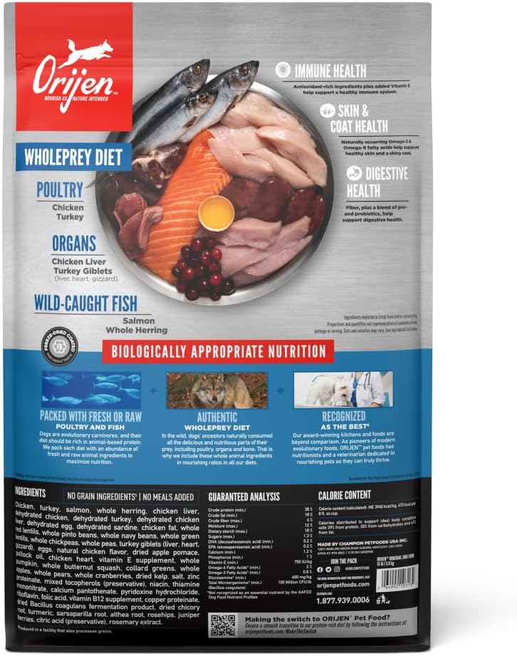 ORIJEN Original Dry Dog Food, Grain Free Dog Food for All Life Stages, Fresh or Raw Ingredients, 13 lb  puppies for sale
