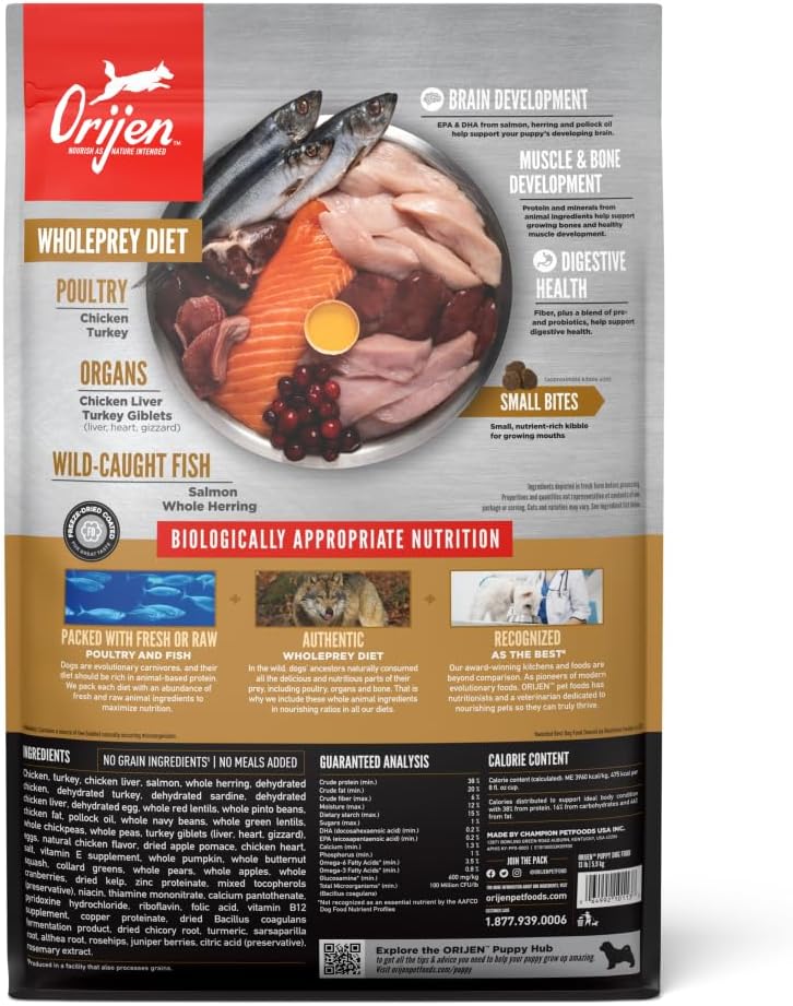 ORIJEN Puppy Dry Dog Food, Grain Free Dry Dog Food for Puppies, Fresh or Raw Ingredients, 13lb  puppies for sale