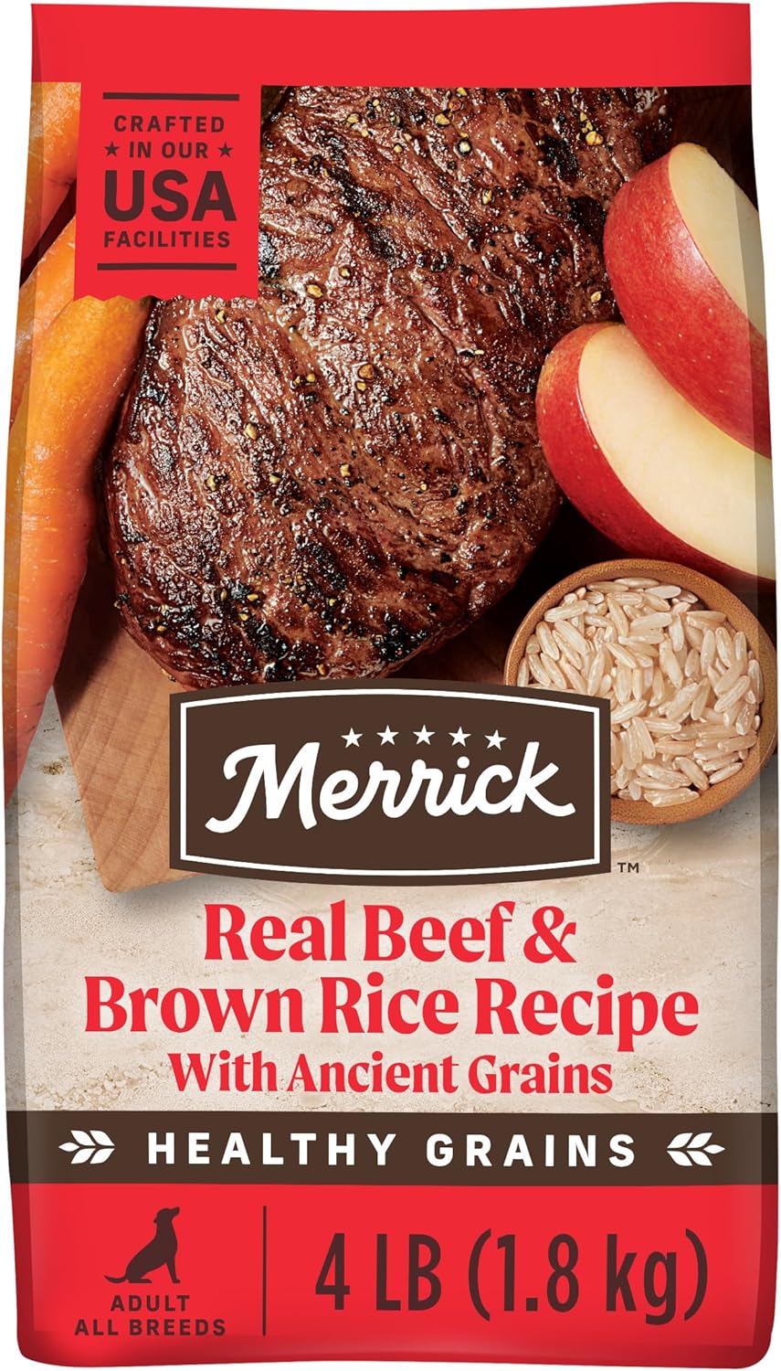 Merrick Healthy Grains Premium Adult Dry Dog Food, Wholesome And Natural Kibble With Beef And Brown Rice - 4.0 lb. Bag  puppies for sale