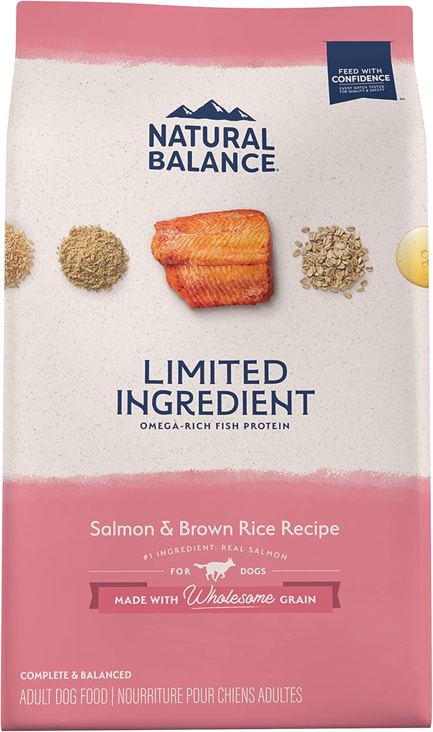 Natural Balance Limited Ingredient Adult Dry Dog Food with Healthy Grains, Salmon & Brown Rice Recipe, 12 Pound (Pack of 1)  puppies for sale