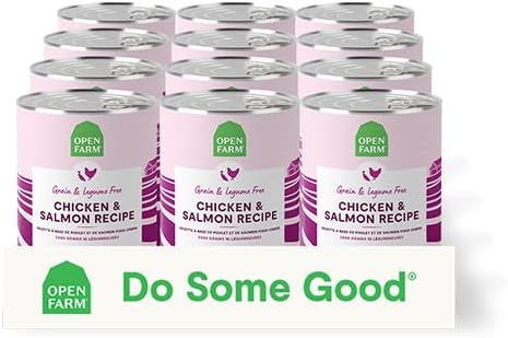 Open Farm Canned Dog Food, Paté for Complete & Balanced Nutrition, Grain-Free and Legume-Free, Chicken & Salmon Recipe, 12.5oz Cans (Pack of 12)  puppies for sale