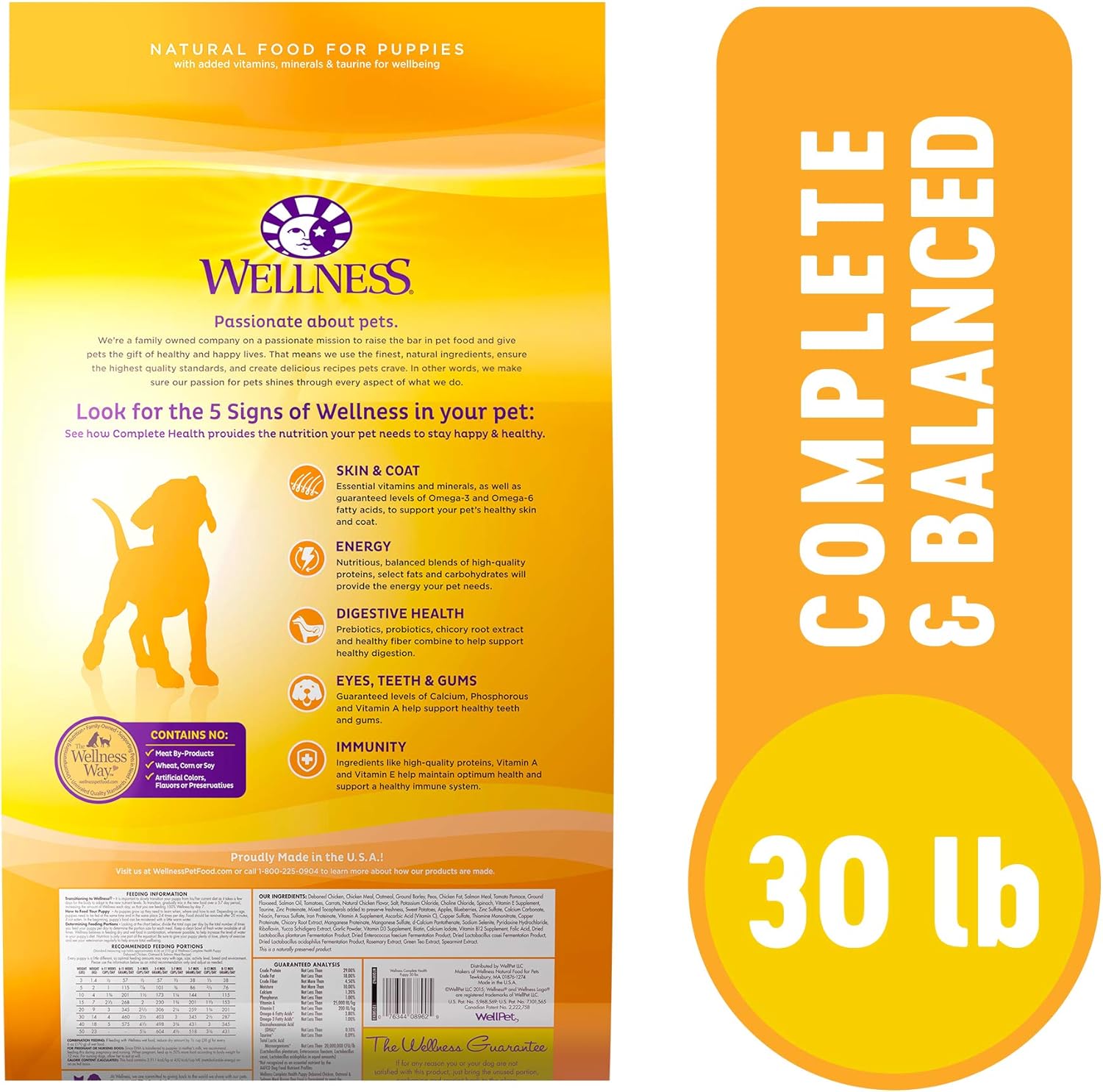 Wellness Complete Health Dry Puppy Food, Chicken, Salmon & Oatmeal, 30-Pound Bag  puppies for sale