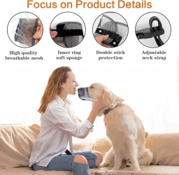 Dog Muzzle, Newest Soft Mesh Muzzle Double Stick Anti Biting Barking C