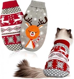 HYLYUN Cat Christmas Sweater 2 Packs - Puppy Christmas Sweater Pet Rei  puppies for sale