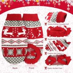 HYLYUN Cat Christmas Sweater 2 Packs - Puppy Christmas Sweater Pet Rei