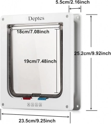 Depets Large Cat Door (Outer Size 9.9" x 9.2"), 4 Way Locking Cat Flap