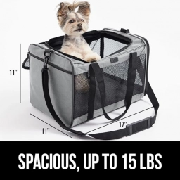 Gorilla Grip Airline Travel Cat Carrier Bag Up to 15 Lbs, Breathable M